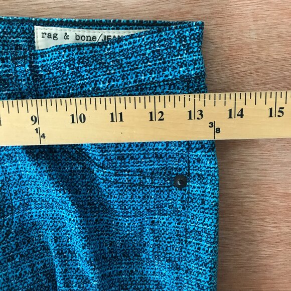Rag & Bone Legging Jeans Women 24 Blue Tweed Print Mid Rise Pockets Slimming - Picture 11 of 14